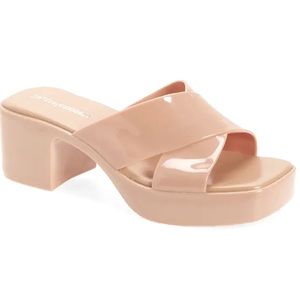 Nordstrom Jeffery Campbell Nude Shiny Jelly Platform Slide Sandal